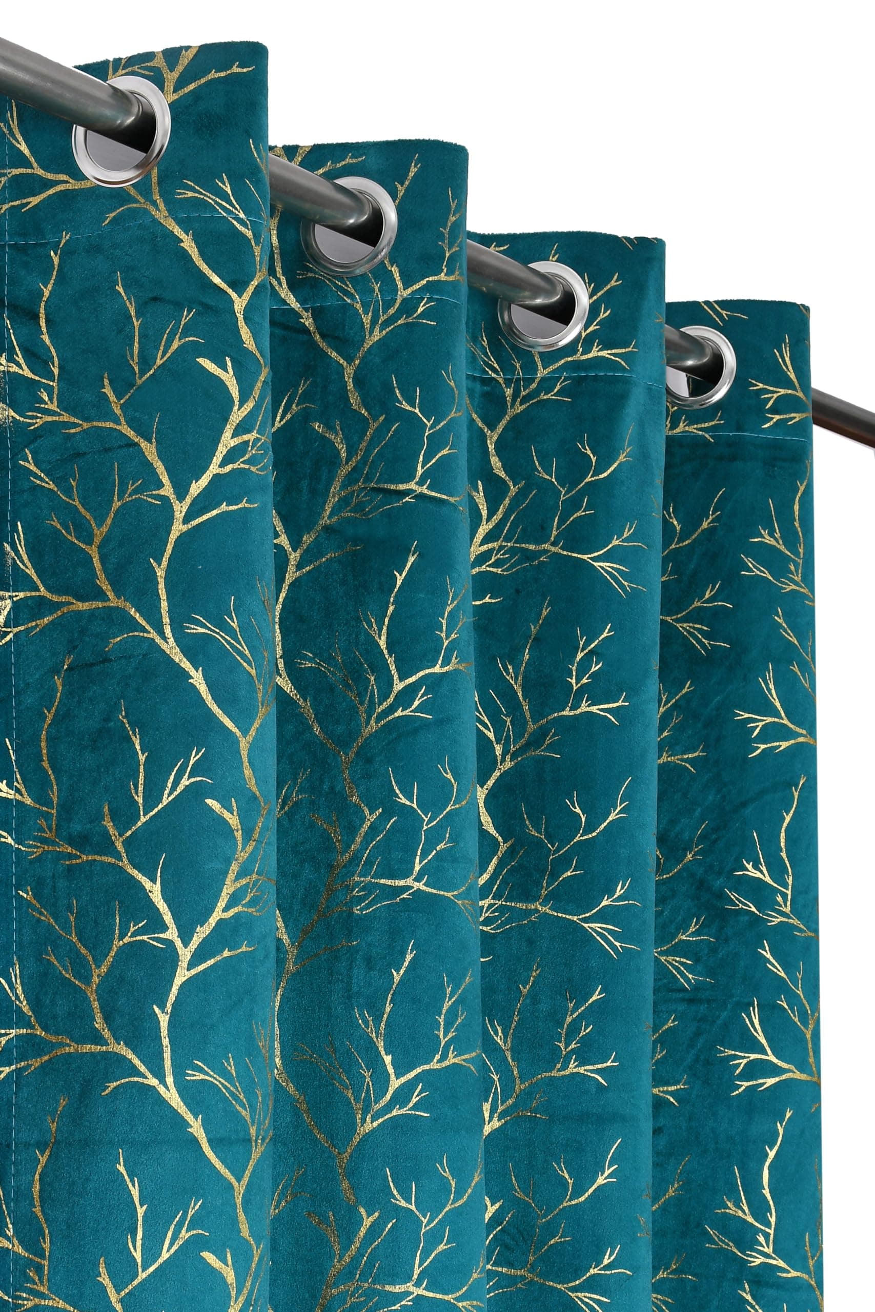 Homefab India Velvet Curtain Room Darkening - Long Door 9 feet, Pack of 1 Panel, Aqua Blue
