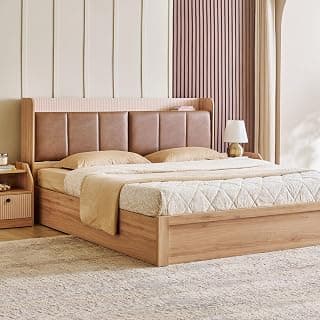 Home Centre Lexus | Engineered Wood | Hydraulic Storage | Queen Beds | Brown | 1 Year Warranty