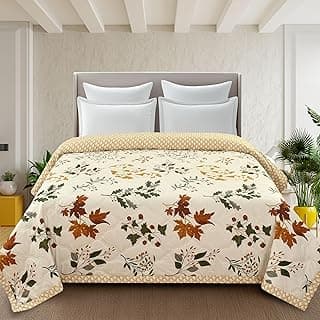Home Stylish Luxury Ultrasonic Punch AC Comforter Blanket – Quilted Microfiber Floral Pattern, Lightweight Breathable Hypoallergenic All‑Season Blanket for Bedroom, Travel (228x228 Cm) Brown