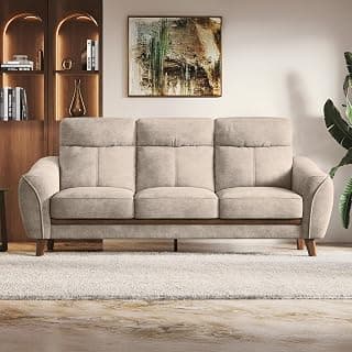 Urban Ladder Ronan 3 Seater Fabric Sofa in Beige Colour