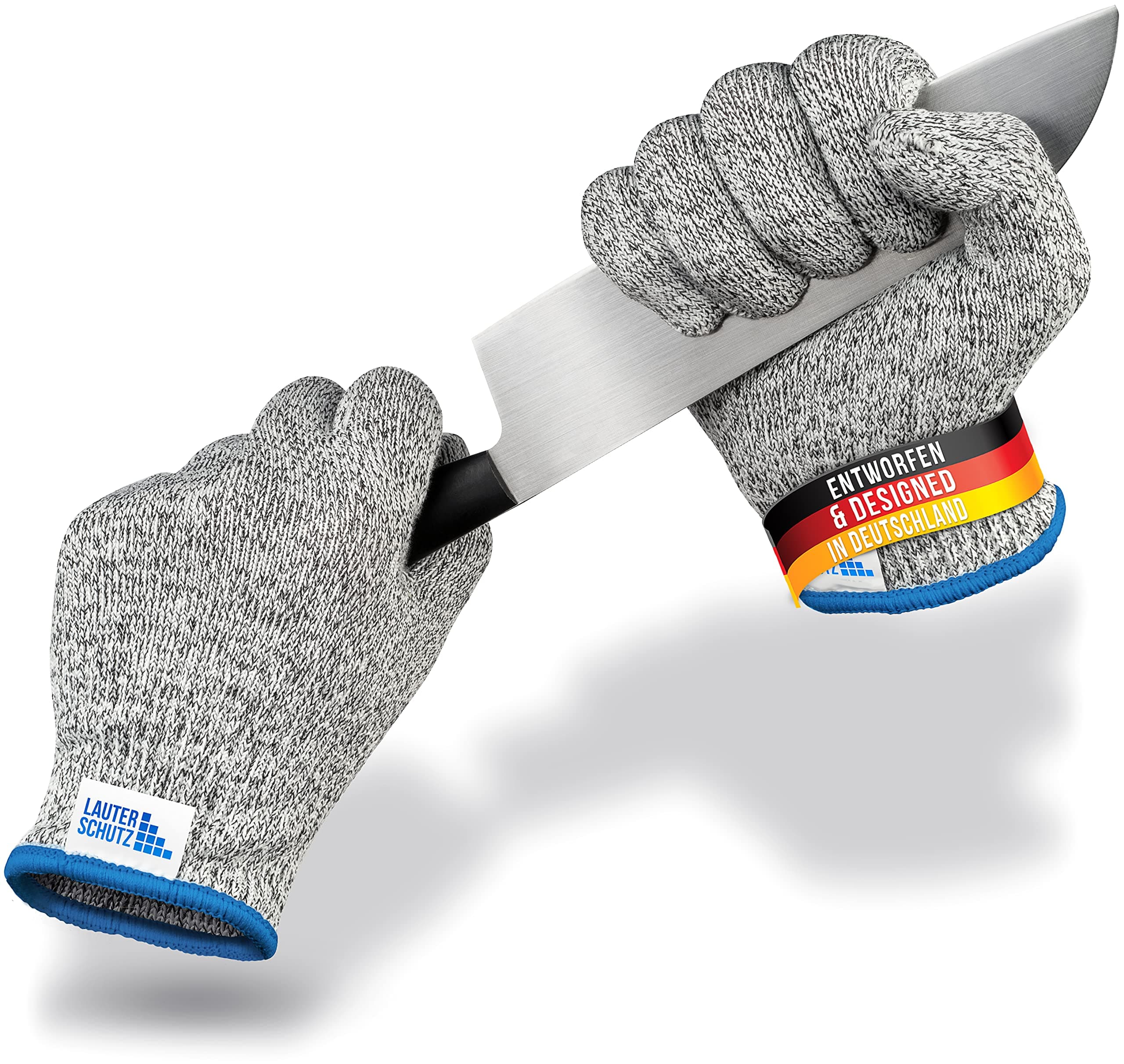 LauterSchutz® Premium Cut Protection Gloves – Children & Adult Sizes – Cross Fibre PE Fabric – High Comfort & Stretchy Material – Cut Protection Class C (Size M (Adult)