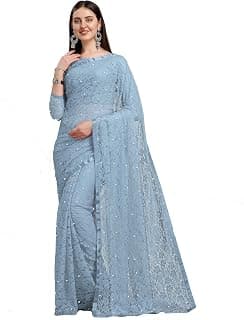 LOROFY Women's Net Saree With Blouse