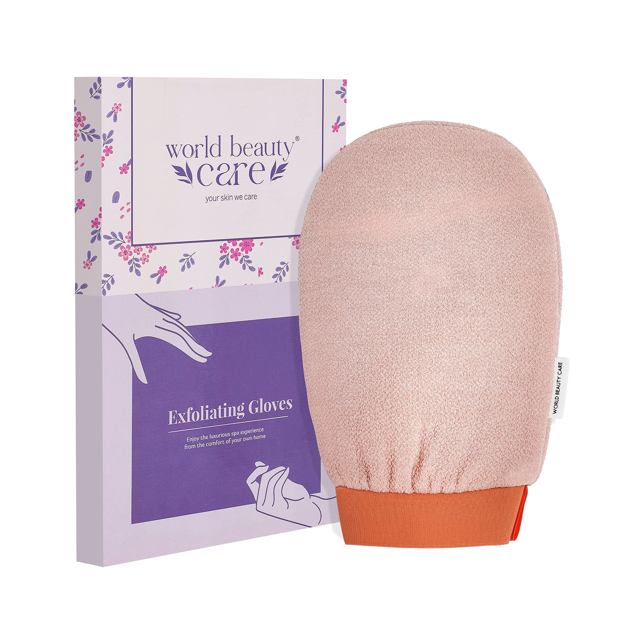 BeautifulMe Durable Moroccan Hammam Exfoliating Mitt Kessa Scrub Glove Preparation Shower Scrub Gloves Body Facial Tan Massage (Orange)