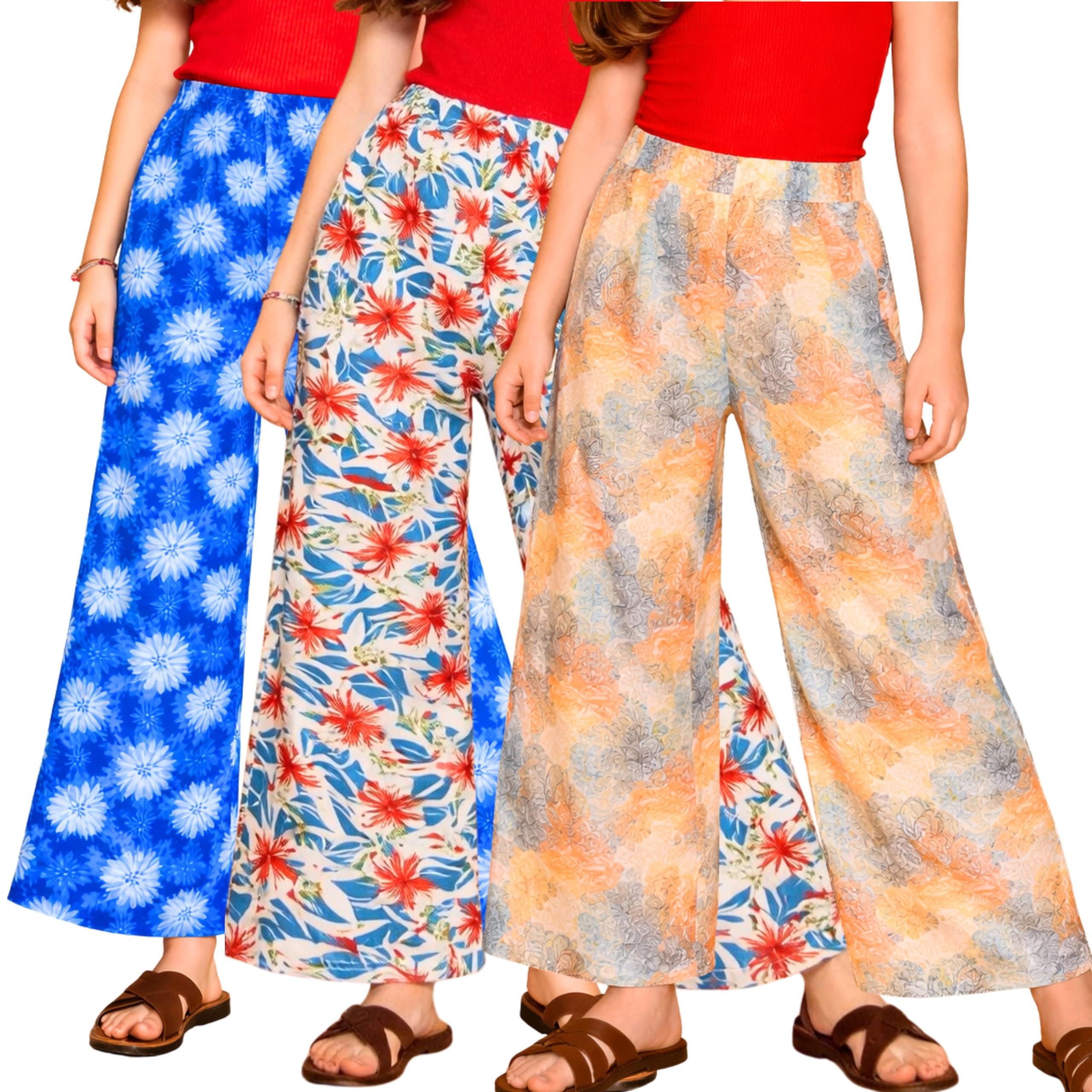 TotzTouch Girls Pant | Pajamas | Printed Stylish Parallel Fit Pack of 3 Age 3 Years to 15 years