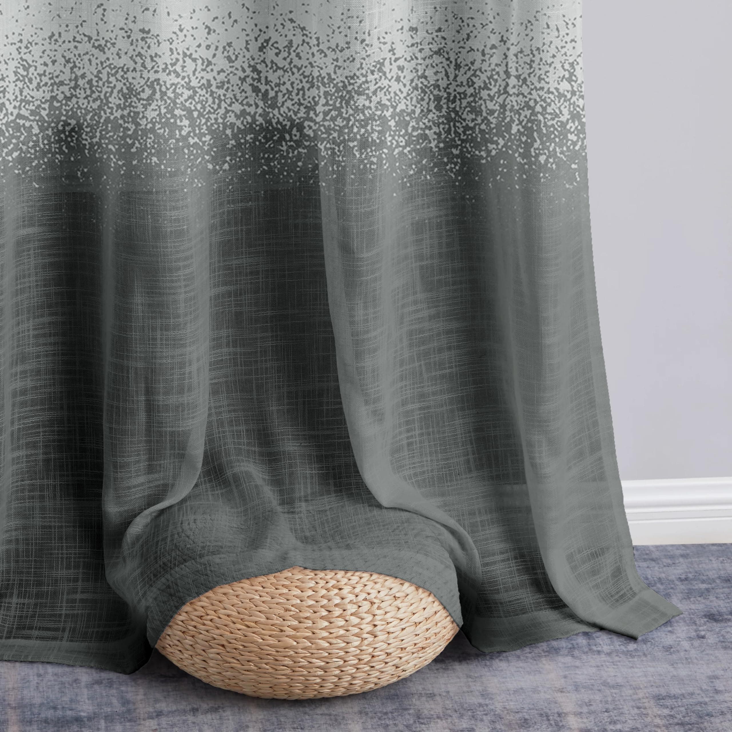 Story@Home Door Curtains 7 Feet Long Set of 2 | Pixel Printed | Semi Transparent Curtain | Net Curtains | Sheer Curtain for Living Room | (118 X 215 Cm, White & Black) | Perfect for Home Decor