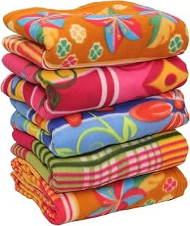 Goyal's Floral Print Warm Fleece Double Bed Blankets/Comforters/Dohar 250 TC, 88x88 Inches (Pack of 5)