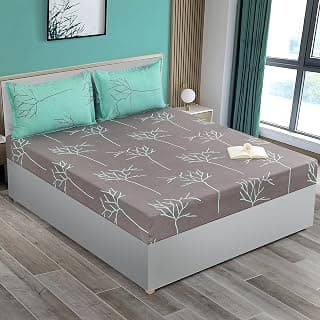 Swayam Pure Cotton Double Bedsheet with 2 Pillow Covers | Size 90 x 108 inch | 210 TC | Abstract Design | Soft Breathable Bed Sheet | Comfortable & Durable for Bedroom - Dark Grey
