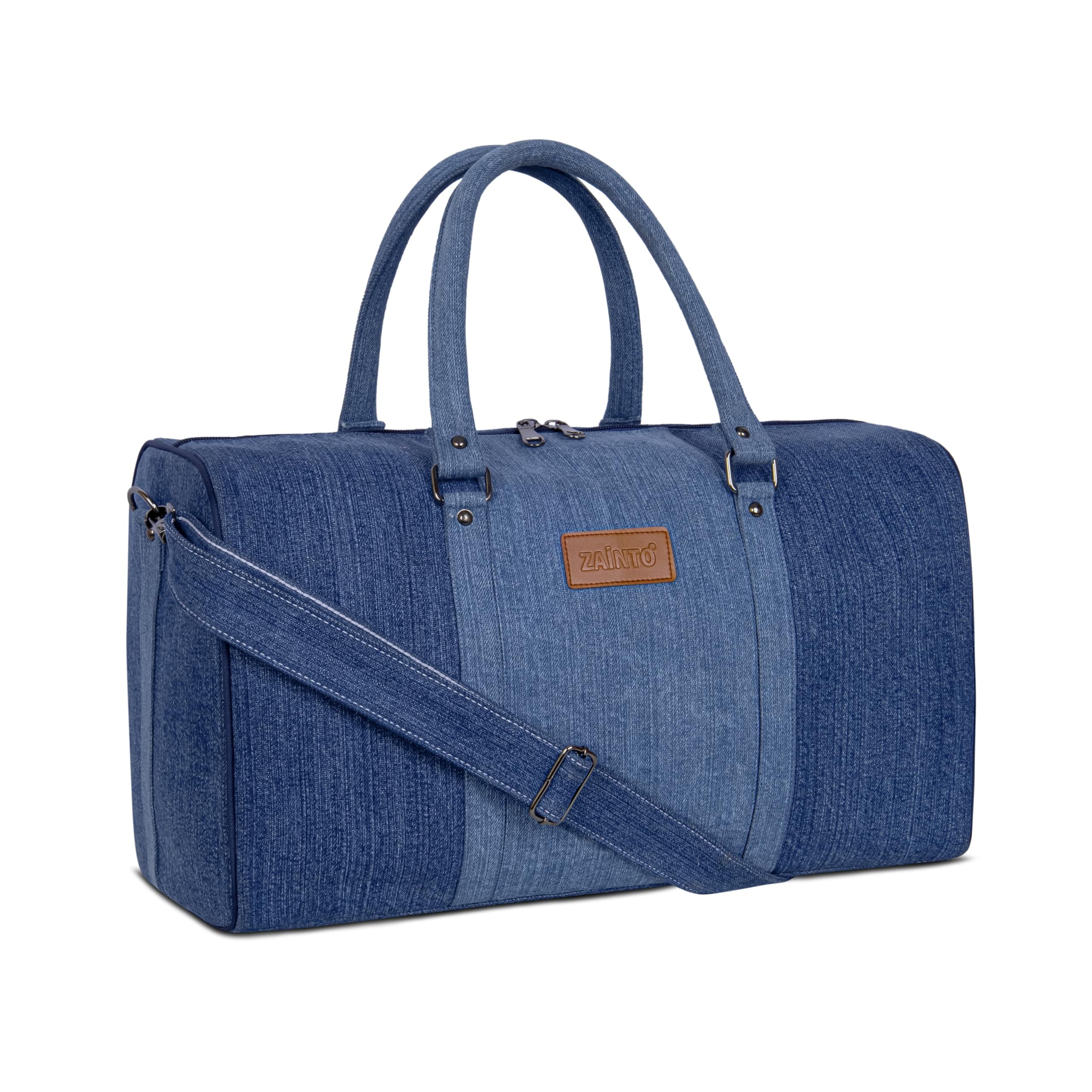 ZAINTO Denim Duffel Bag for Men & Women | Stylish Travel Bag with Shoulder Strap | Weekender Gym Sports Overnight Luggage Bag | Durable Denim Carry Bag for Travel & Daily Use