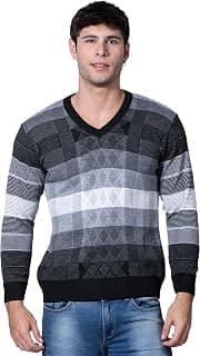 Men's Woolen V-Neck Printed Design Pullover Heavy Rainbow Fabric Winter Wear Pure Wool Sweaters for Men Fully Warm Pullover Free Size