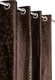 HOME UTSAV Embossed Pyramid Solid Punching Heavy Curtains for Window 5 Feet, Pack of 1, Brown