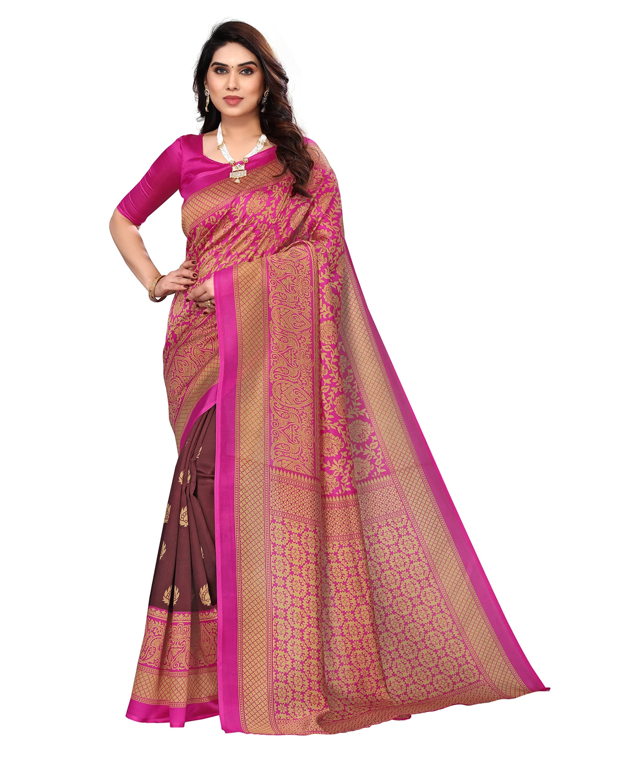 Yashika Women Venkatagiri Printed Art Silk With Blouse Piece Saree (Sdpl-Metro Purple_Free Size)