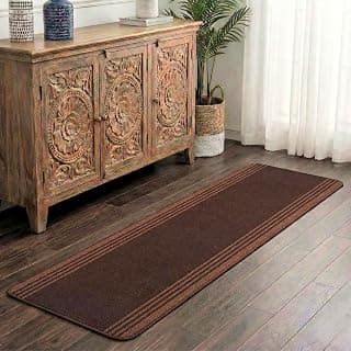 Saral Home Rectangular Striped Soft PP Yarn Durable & Washable Multipurpose Runner for Home/Kitchen/Living Area/Lobby/Office Entrance with Anti Skid Backing | Quick-Drying Mats (Brown, 40 X 120 Cm)