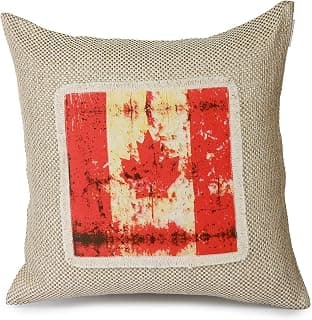 Vintage Canadian Flag Cushion Cover (18x18 Inches) | Classic Digital Print Decorative Pillow Cover for Sofa, Bed, Chair & Living Room | Unique Patriotic Home Décor Gift