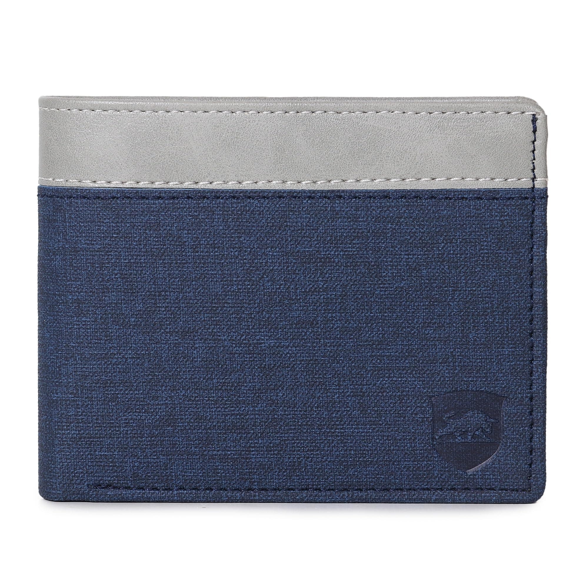 Embellished Men's Wallet, Blue & White, 3 Card Slots, 2 Currency & Secret Compartments, 1 Coin Pocket_216