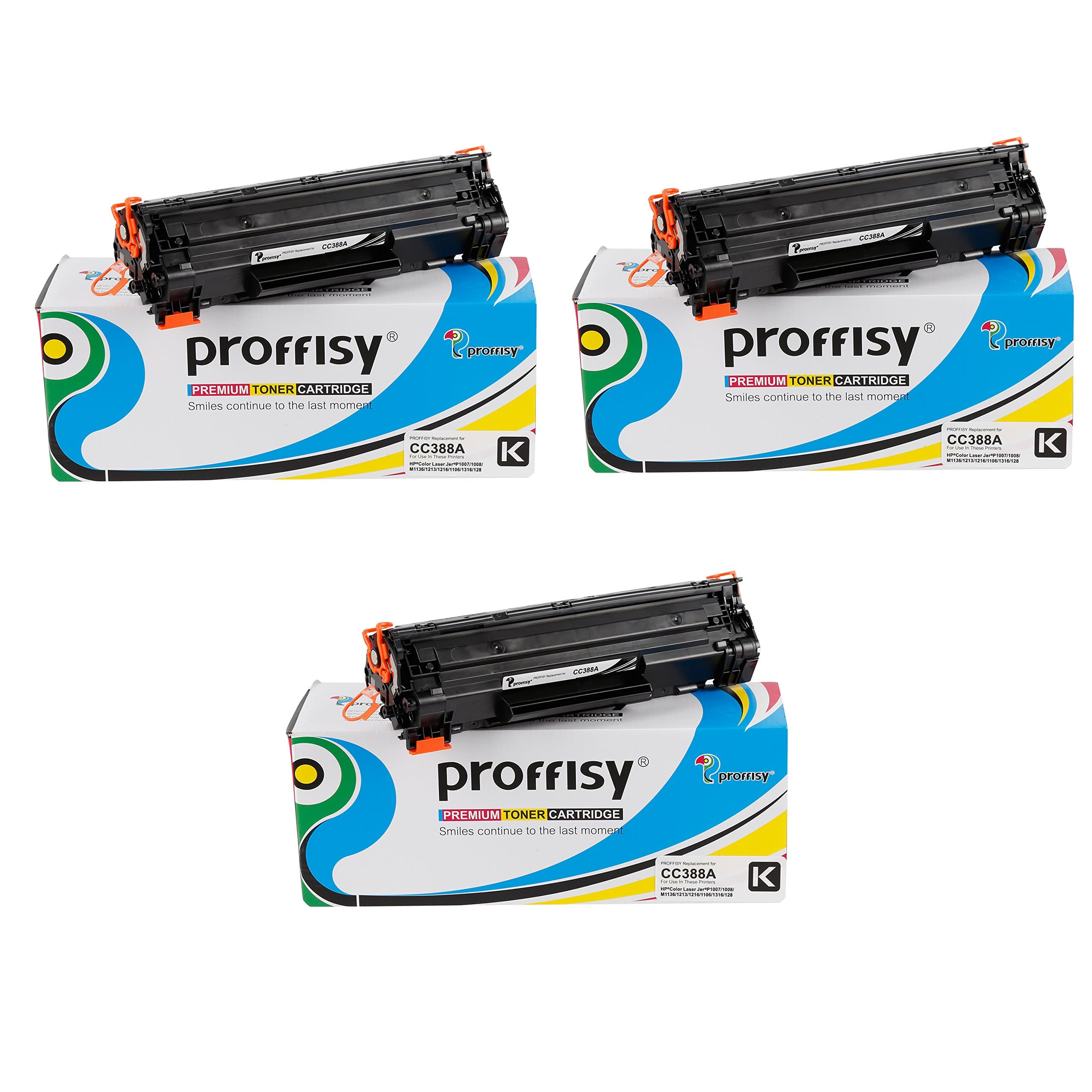 proffisy 3 Pack 88A CC388A Toner Cartridge Compatible with HP LaserJet Printer M1136 MFP, M126nw MFP, P1007, P1108, P1106, P1008, M128fn MFP, M1213nf MFP, M1216, M1218nfs, M128fw MFP, M226DW, M202DW