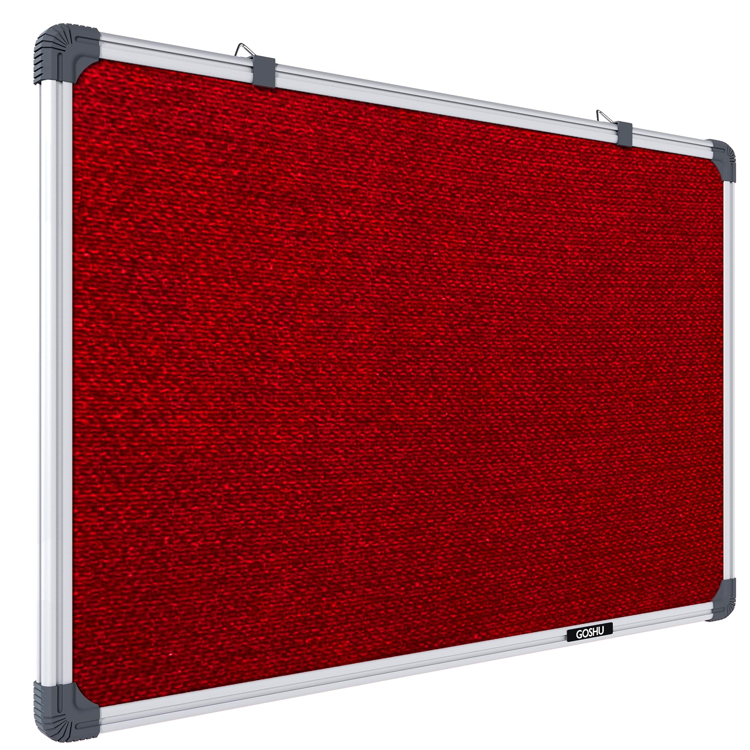 GOSHU Red 2x3 Feet Notice Board with Aluminium Frame and Fabric Material for Office, School and Home