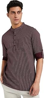Amazon Brand - Symbol Men Cotton Printed Short Kurta (Regular Fit)