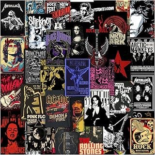 Moment Prints Rock Band Wall Decor Kit – Set of 63 Music Posters | 4x6 inch | 300 GSM Thick Cardstock & Double-Side Tape Included – Music Posters for Wall, Home Decor for Living Room & Bedroom