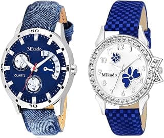 Generic Analogue Men's & Women's Watch (Multicolored Dial Blue Colored Strap) (Pack of 2)
