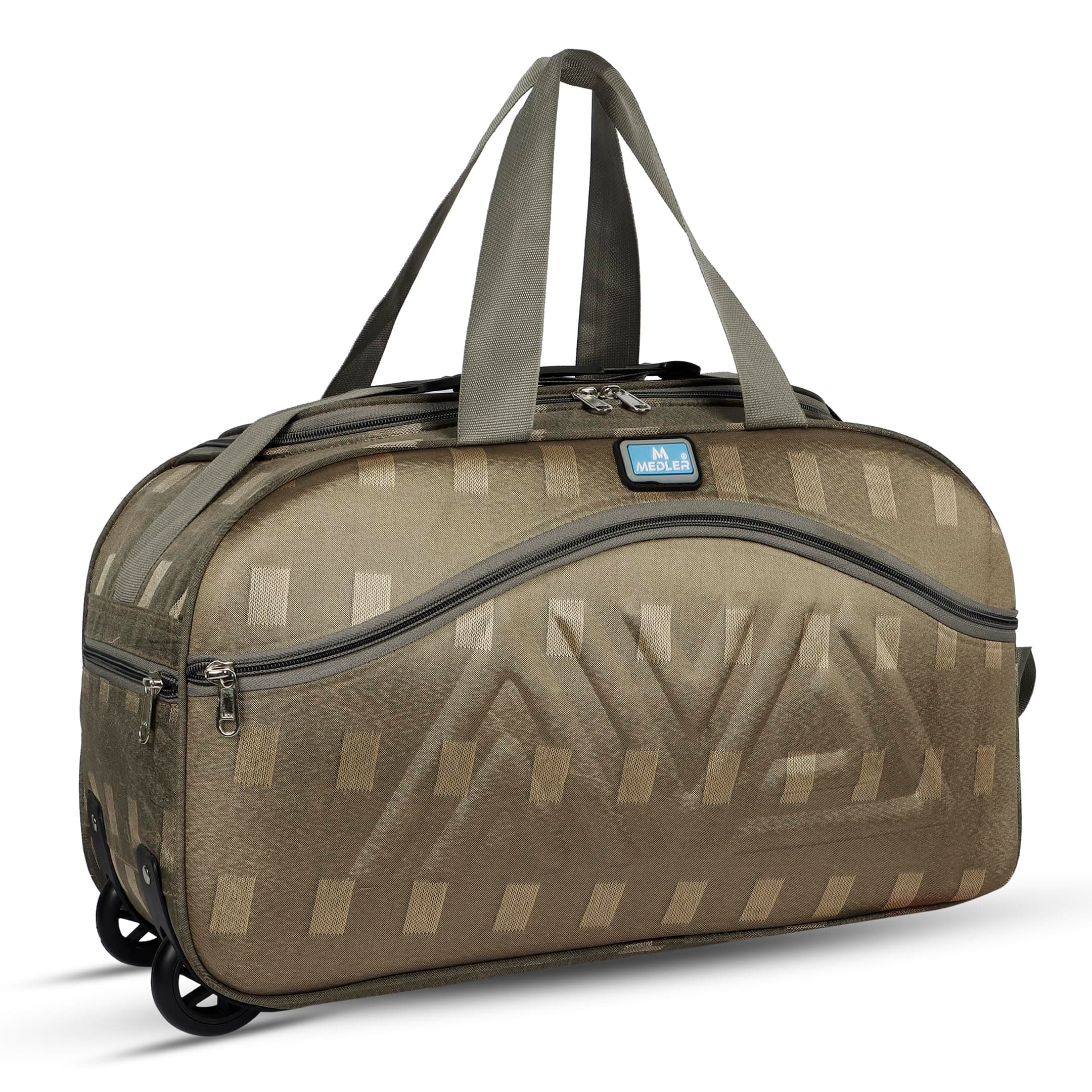 M MEDLER Rio Duffle Wheeler Bag | Waterproof Strolley Duffle Bag | 2 Wheel Duffel Bag | Luggage Bag with Adjustable Handle- (Beige)