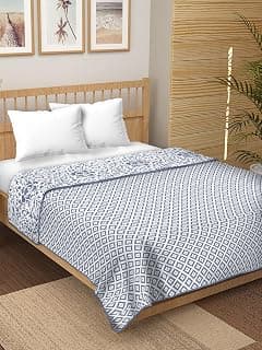 100% Cotton Reversible Dohar Single Bed, Soft Lightweight Bed Blanket, AC Dohar Blanket for Summers/Winter (Size 60 inch by 90 inch, Color - Pigeon)