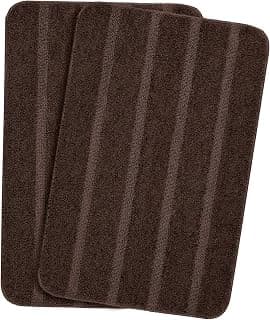 Sarl Home Microfiber Soft Antiskid Bathmat Set of 2 (Brown, 35X50 cm)