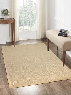 Saral Home Chevron Jute & Cotton Woven Anti-Slip Strong Border Carpet. 150x210 cm