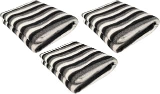 Zacharias Black and White Stripe Single Bed AC Fleece Blanket (Size :Single :60X90 Inch) Pack of 3
