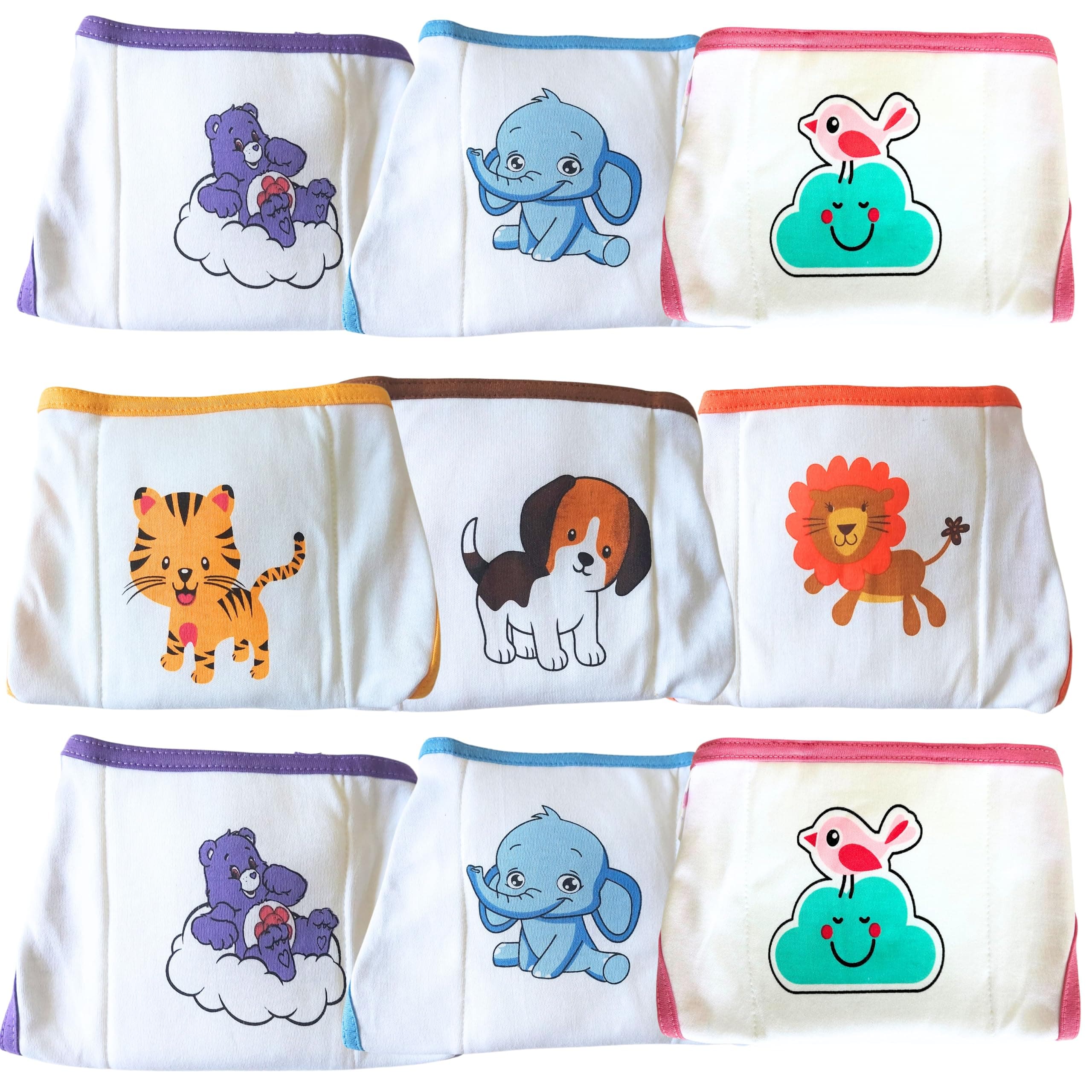 Softcare Unisex Large Size Premium Cotton Hosiery Cloth Padded Reusable Nappy 9 Pcs Set (5 To 18 Months)