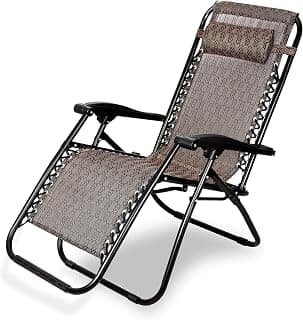 STAR WORK Stainless Steel Zero Gravity Chair, Lawn Chair Recliner Lounge, Portable Camping Folding Beach Chair With Removable Pillow (Burgundy)