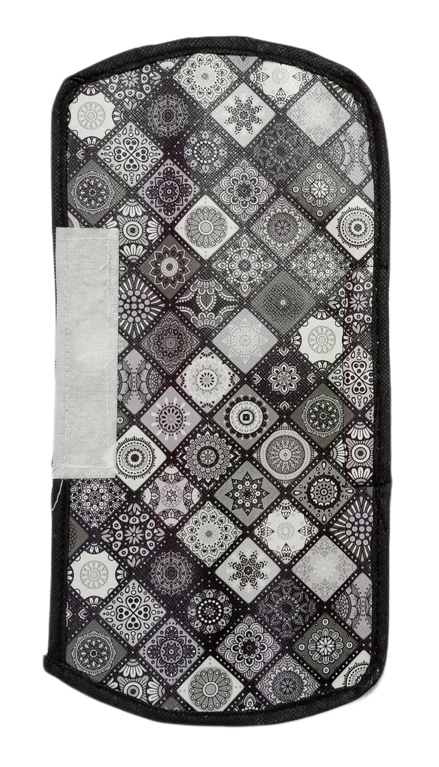 SA Handlooms Fridge/Refrigerator Door Handle Cover | Rangoli Design Cover,Pack of 1 Piece,6x12 Inch-Black