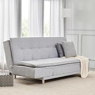 Home Centre Claudia Fabric 3-Seater Sofa Cum Bed | Sofa Bed with Lounger for Living Room | Solid Wood | Grey | 1 Year Warranty