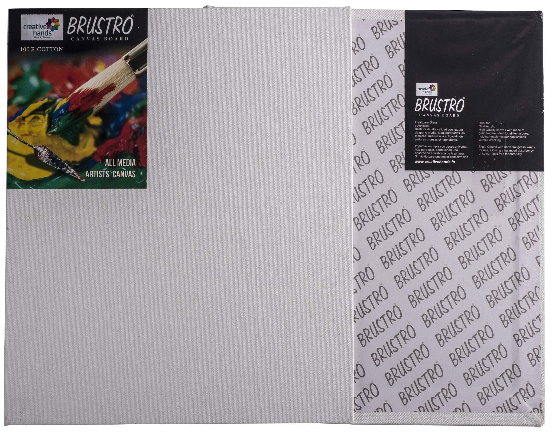 Brustro Artists (18 x 24 Inch) 100% Cotton Canvas Board, Medium Grain, 4 mm Thickness, Pack of 2, Suitable for Oil and Acrylic Paintings