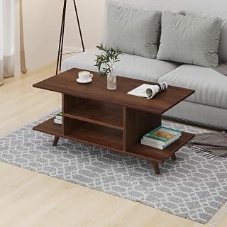 BLUEWUD Anatdol Standard Engineered Wood Coffee Center Sofa Tea, Teapoy Console Table for Sofa Set Living Room Home Hall Furniture (Brown Maple)
