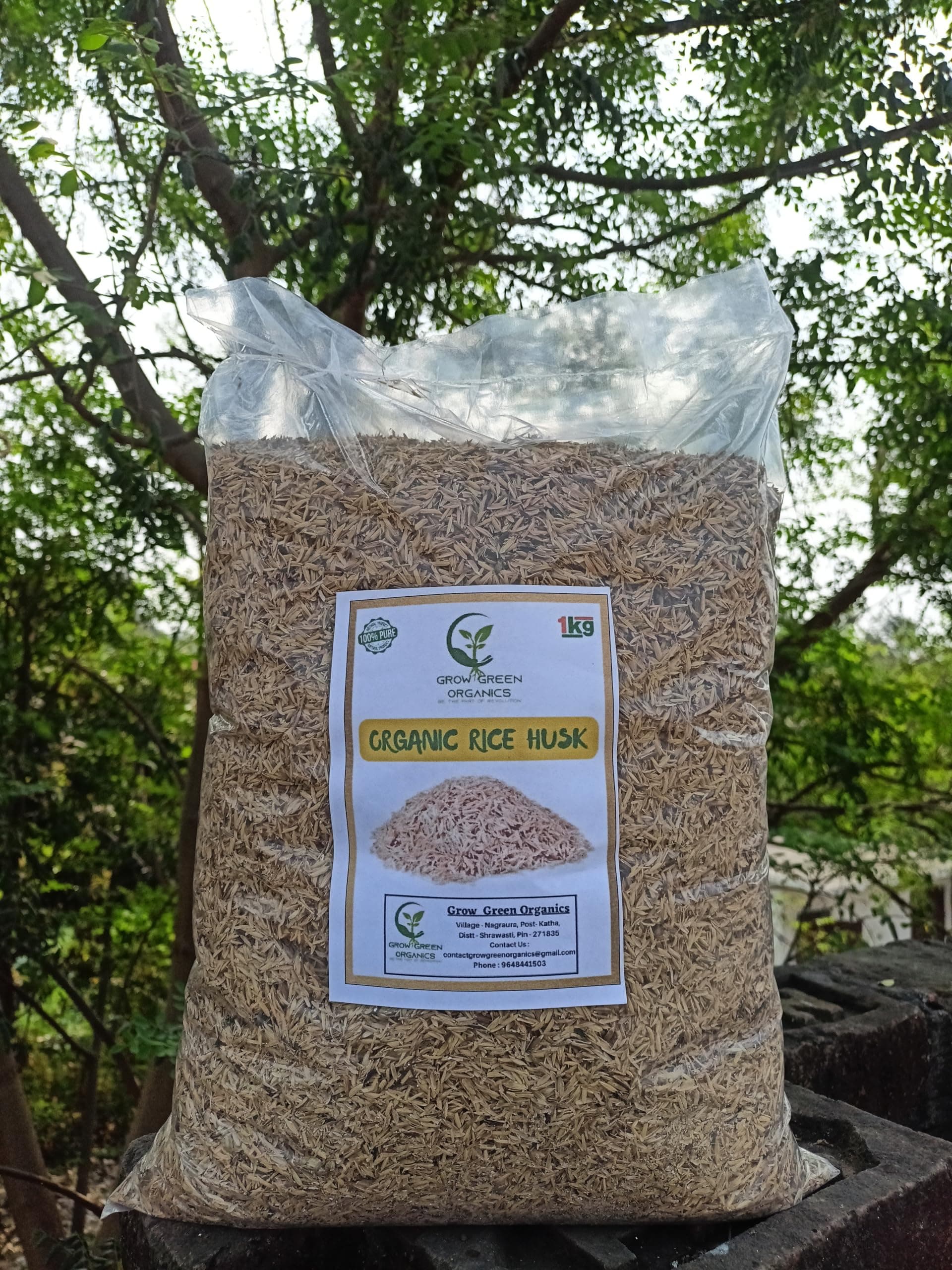 Organic Rice Husk for Plants | Paddy Husk for Plants | 1kg Pack | Natural Potting Mix Ingredient for All Kinds of Plants - Improves Soil Structure and Enhances Soil Fertility
