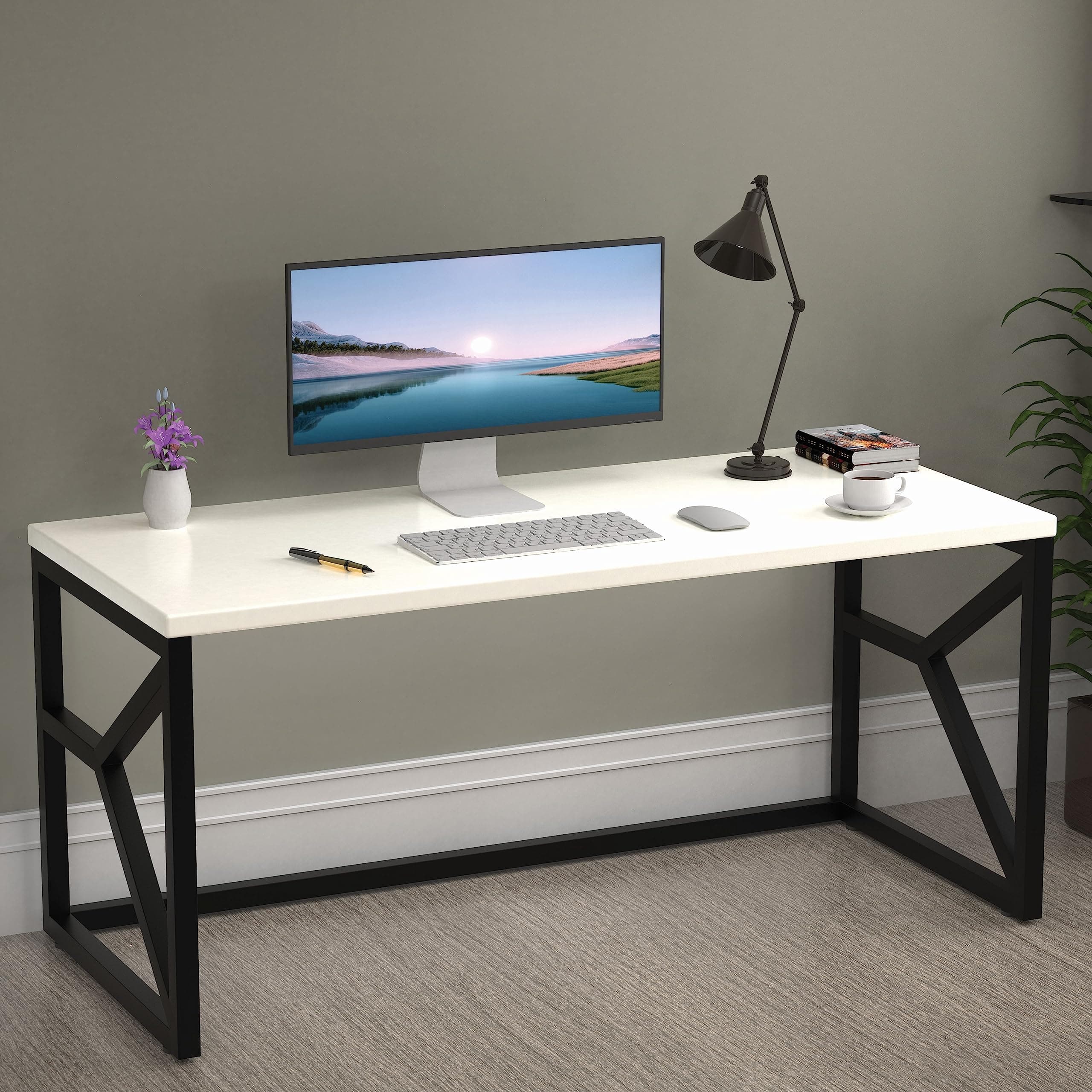 Honey Touch Metal & Wood Workstation Desk for Home Office | Modern Computer Table for PC, Laptop & WFH | Minimalistic Study Desk with Strong Frame