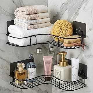 RAYMOX Pack of 2 Self-Adhesive Shelf/Storage Organizer for Bathroom and Kitchen Corner Wall Mounted Rack Shelf Bathroom Accessories Storage Rack No Drilling-Shelf Adhesive (9 INCH - 2 PCS)