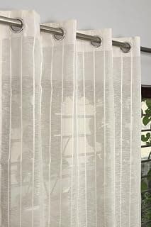 Exporthub Sheer Linen Cotton Curtains for Door 7 Feet Set of 2, Cream - Light Filtering Breathable Fabric Drapes for Living Room & Bedroom (EHSPR054_74)