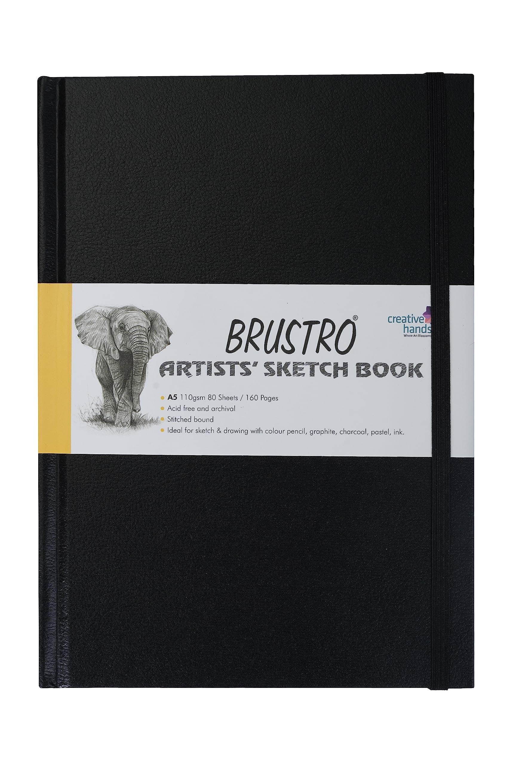 Brustro Artists Stitched Bound Sketch Book| A5 Size, 160 Pages, 110 GSM | Ideal for Students,Adults, Color, Sketching, Shading, Drawing, Blending, Mandala, Fine Art, School, Portrait, Professional Use