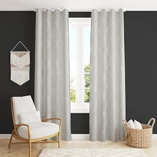 FRESH FROM LOOM Supreme Embossed Velvet Padre|Paisley Opaque Curtains for Home 7 Feet|Semi Black Out 80% Room Darkening Screens (White|2Pc Double Weaved Parda|Eyelet Ring|Window & Door Curtain)