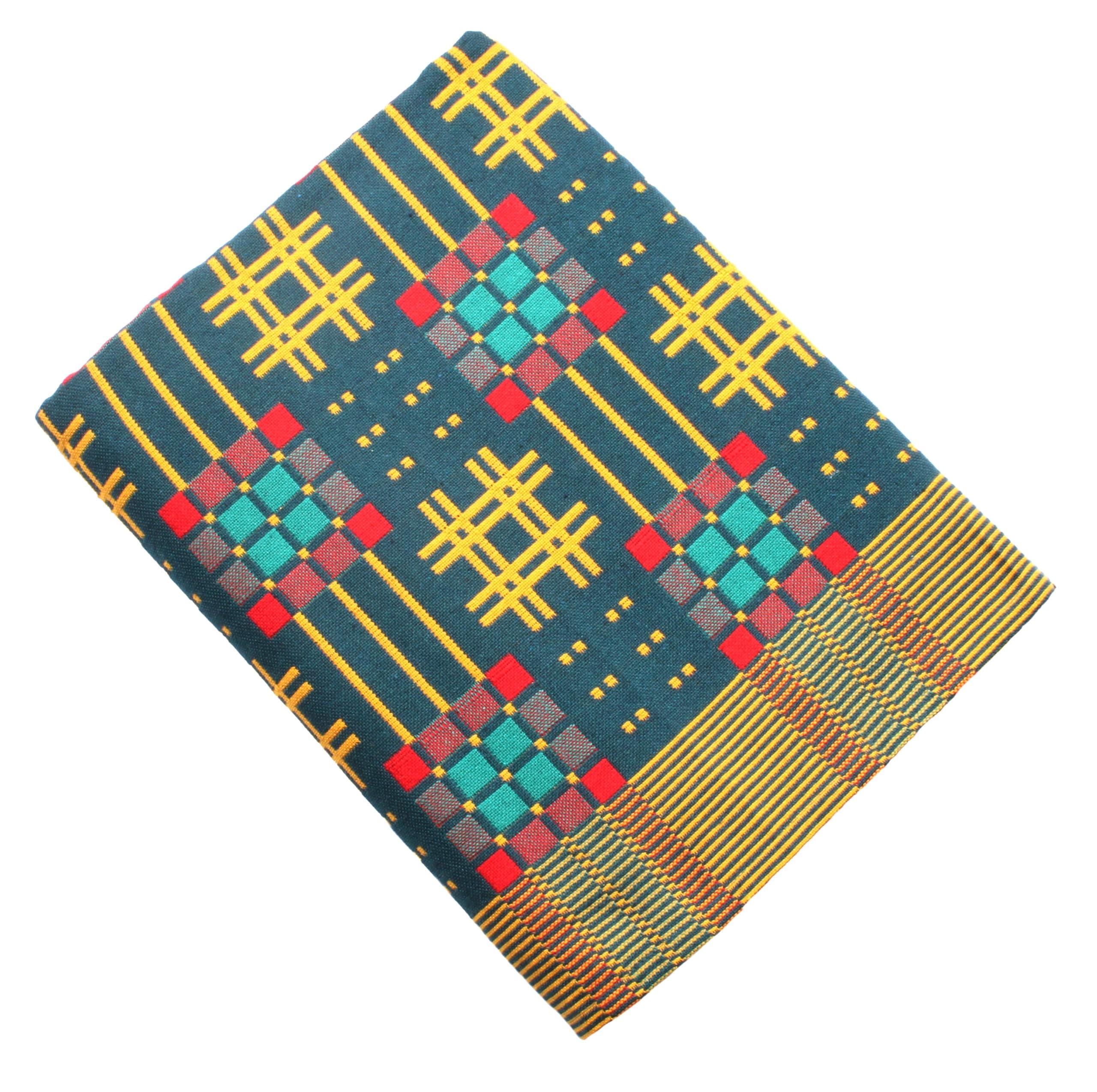 THARUNSHA ELITE 100% Pure Cotton Solapur Blanket | Reversible Checks Design | AC Comforter | Single Size (60" x 90") | Multicolor Green & Yellow | Pack of 1