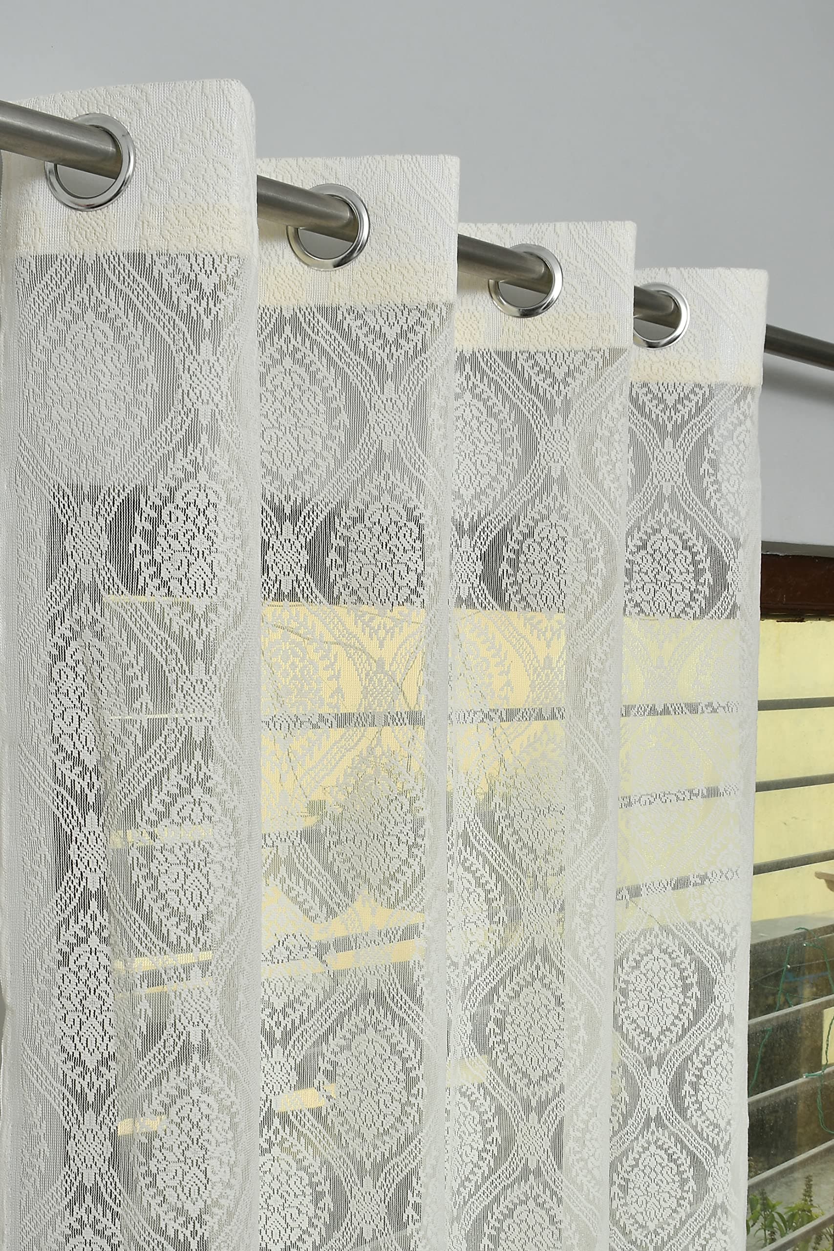 Kiara Creations Damas Net Transparent Curtains for Door- 7 Feet (Pack of 1) Cream