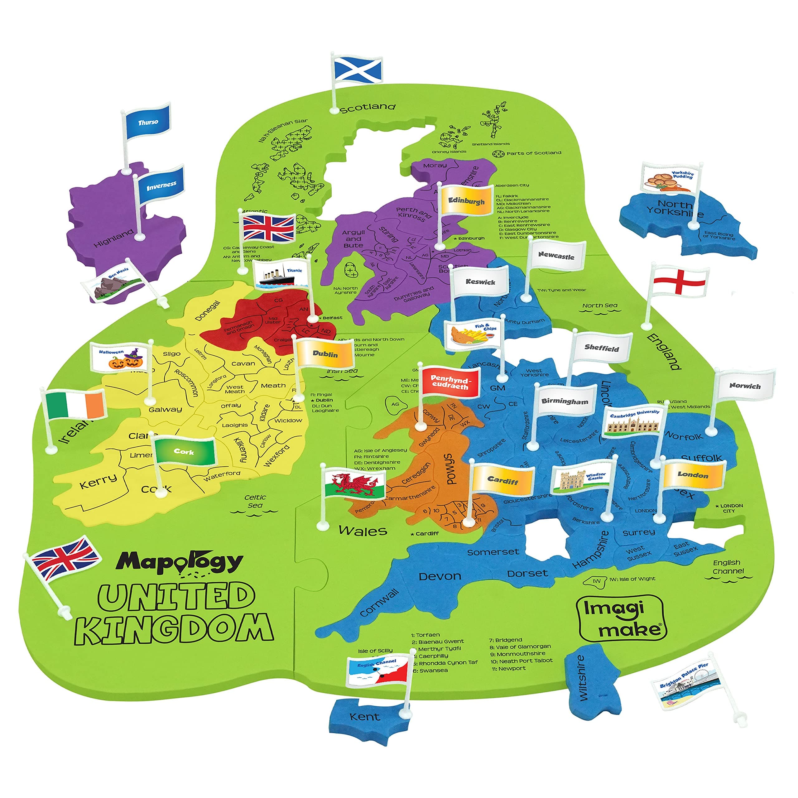 Imagimake 5+ Years Mapology United Kingdom - County Shaped Puzzle Pieces - Educational Toy For Boys & Girls Above 5 Years