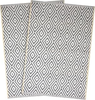 SARAL HOME EASY LIVING Cotton Ptinted Rectangular Multipurpose Rug|Durable & Washable Multipurpose Rugs Set for Home/Kitchen/Living Area/Lobby, Set of 2 (Grey, 50X80 CM)
