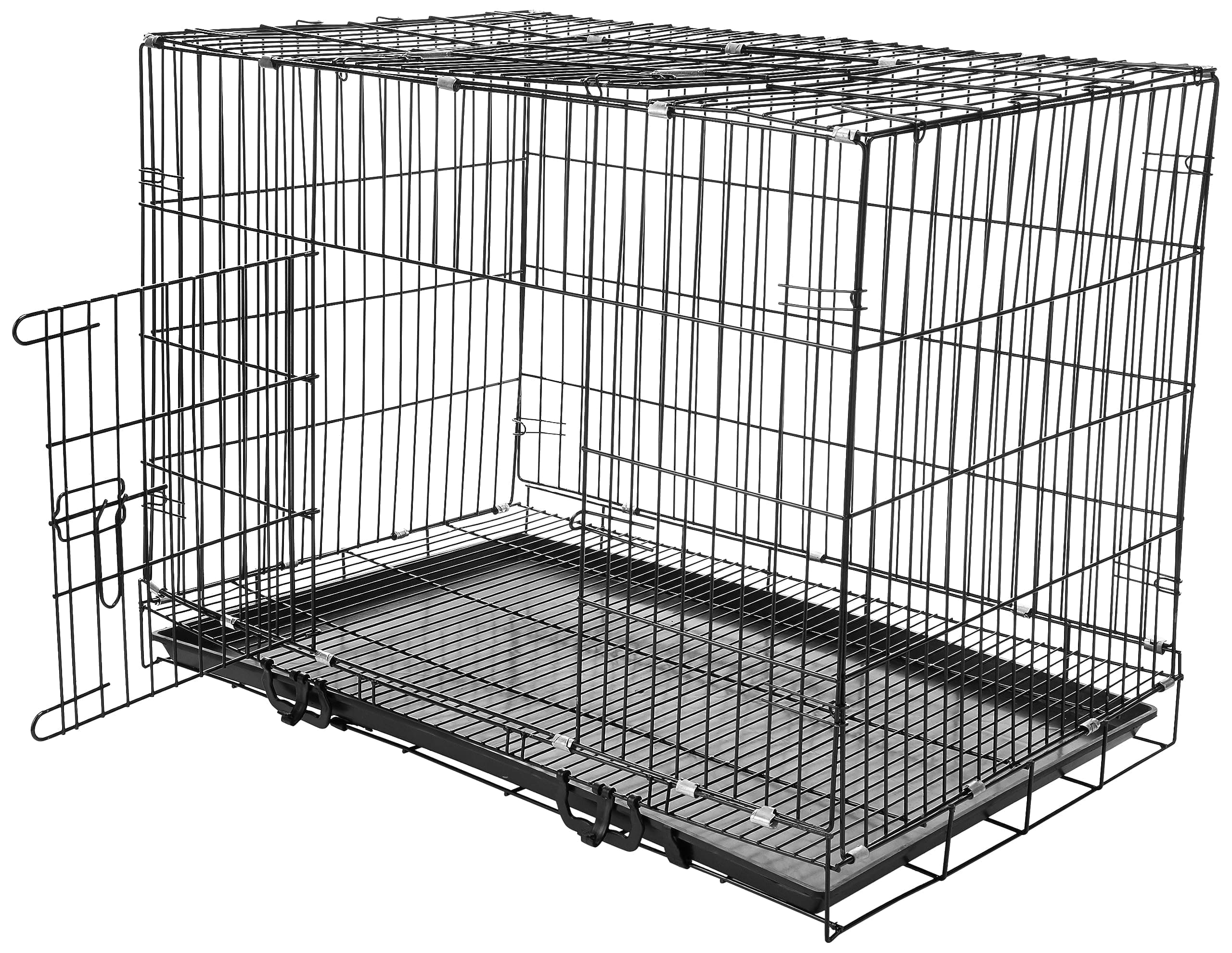 Amazon Basics Foldable Metal Wire Dog Cage/Crate/Carrier with Tray | Single Door | 36 Inch | 1 Level | Black