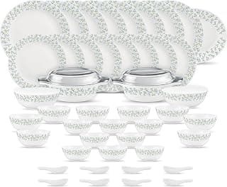 Diva by La Opala, Pearl Collection, Opal Glass Dinner Set 47 pcs, Silky Cluster, White