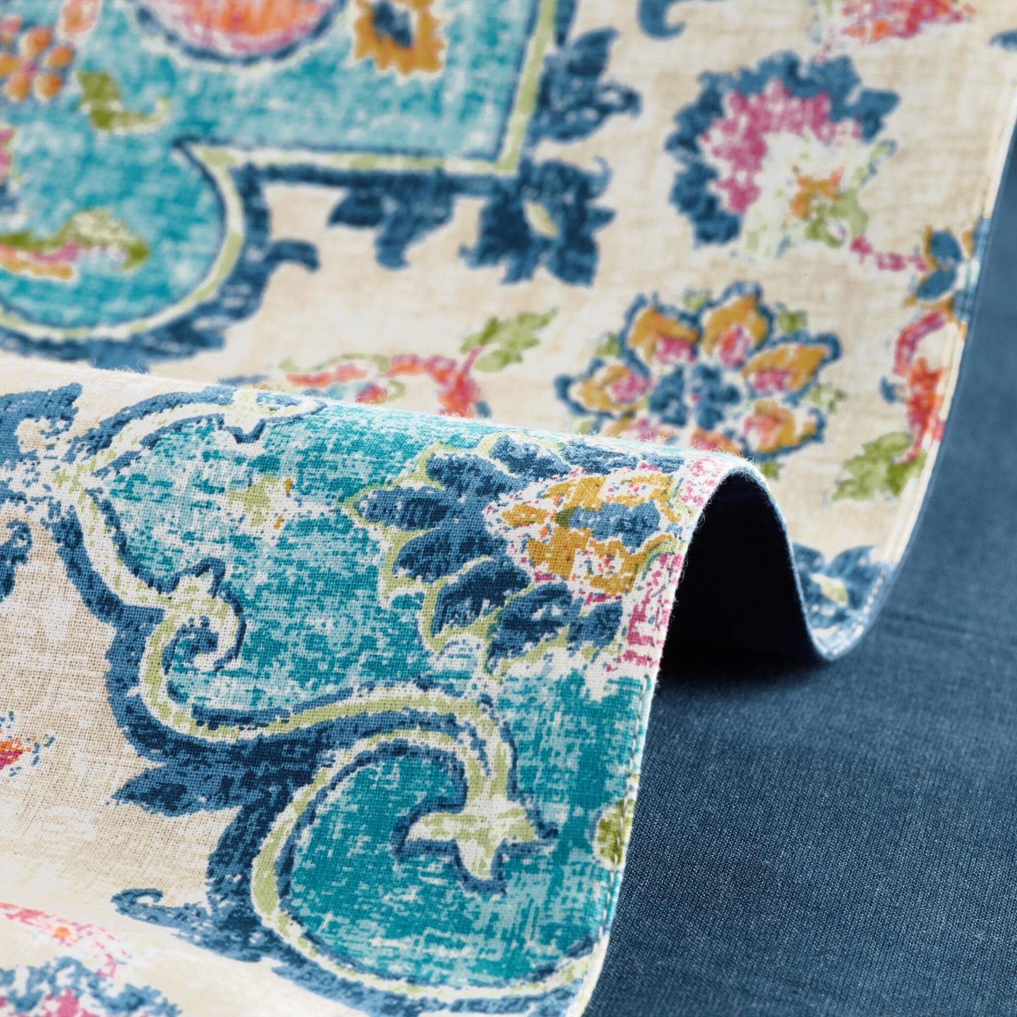 Raghuraj Lifestyle Cotton Washable Long Kitchen Runner Table Runner Lapis Multicolor, X-Small, 178L x 38.2W Centimeters