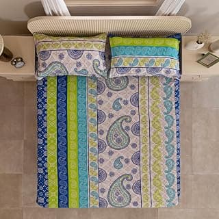Swayam 100% Cotton King Fitted Bedsheet with 2 Pillow Covers | Size 72 x 78 x 10 inch | 144 TC | Ethnic Motifs Design | Soft Breathable Bed Sheet | Comfortable & Durable for Bedroom - Multicolor
