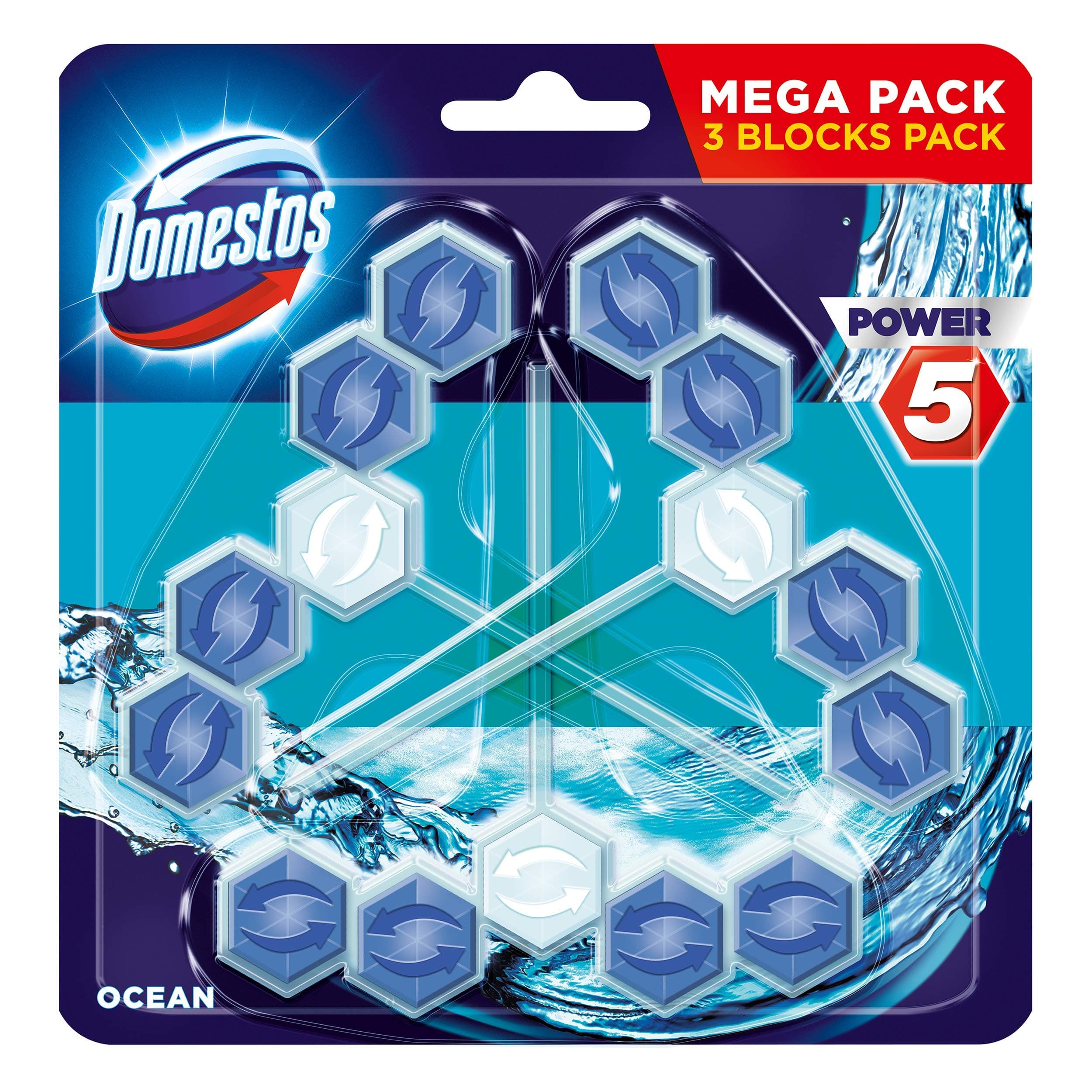 Domestos Power 5 Ocean Toilet Blocks 3X55G