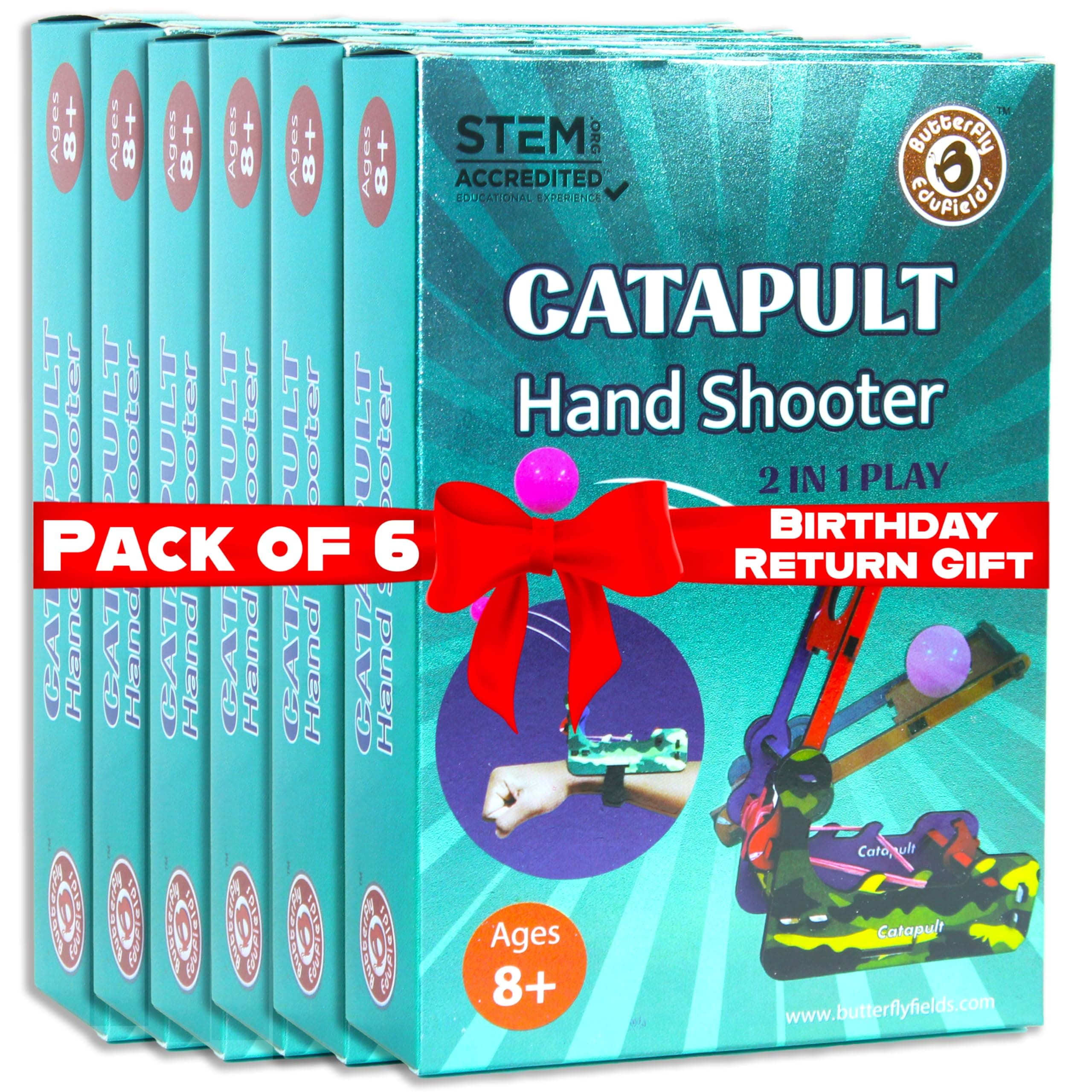 Butterfly EduFields DIY Catapult Science Kit (Pack of 6) | Return Gift for Kids Age 6-10 | STEM Building Activity & School Science Project | Birthday Party Return Gifts